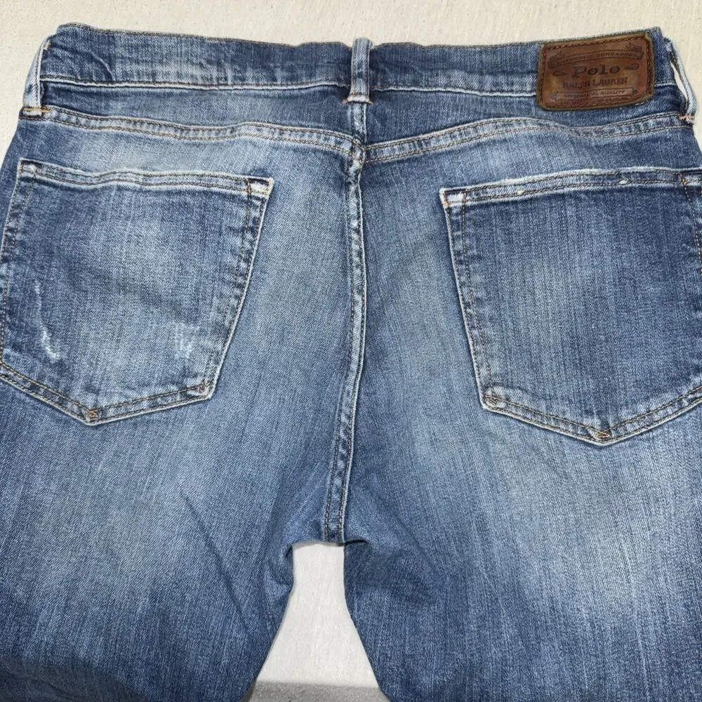Polo Ralph Lauren Jeans Mens 32x32 Blue Varick Slim Straight Denim Nice Fade